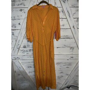 LDT Peasant Tie Waist Maxi Dress Yellow Gold Sz 8 NWT $219 Cottagecore W Slip